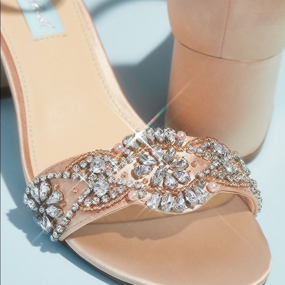 Light Pink Block High Heel with crystals strap - Picture 3 of 8